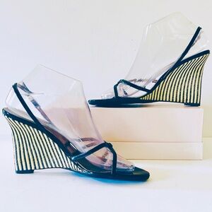 Dolce & Gabbana black and tan wedge sandals 7.5